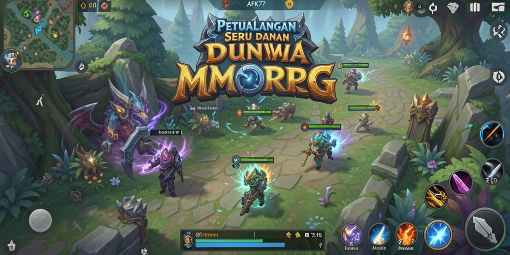 Tampilan gameplay AFK77 yang memukau dalam petualangan MMORPG.