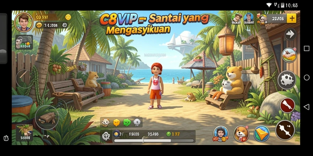 Tampilan gameplay C8VIP yang menyenangkan dan ceria.