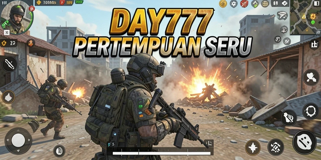 Tampilan gameplay DAY777 menampilkan aksi tembak-menembak yang mendebarkan dan visual yang memukau.