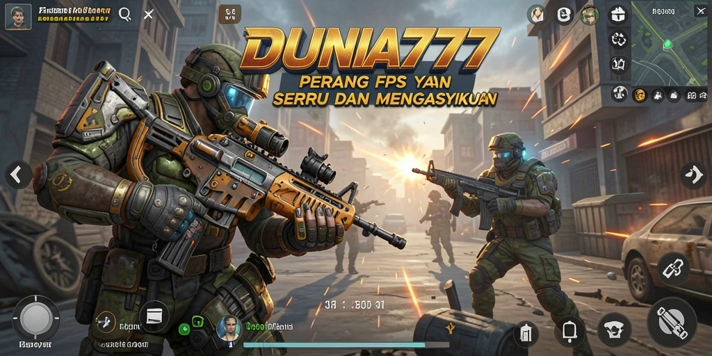 Tampilan menarik dari gameplay FPS yang intens di DUNIA777.