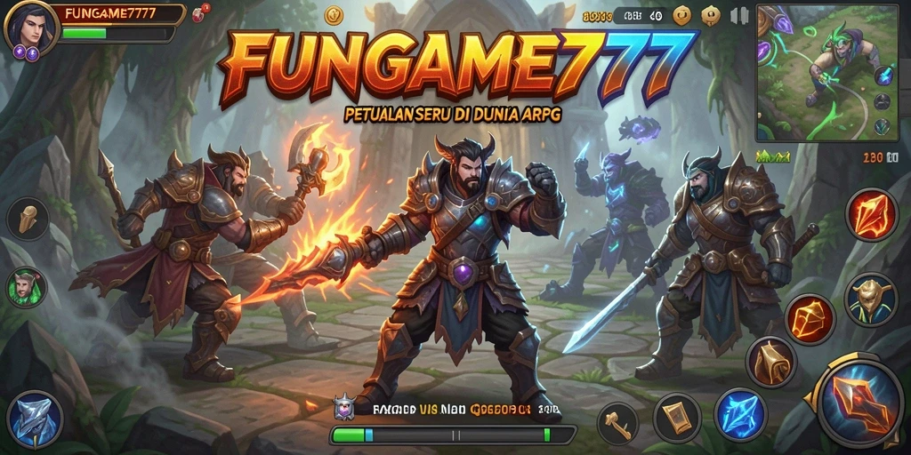 Tangkapan layar FUNGAME777 menampilkan aksi seru dalam pertarungan ARPG.