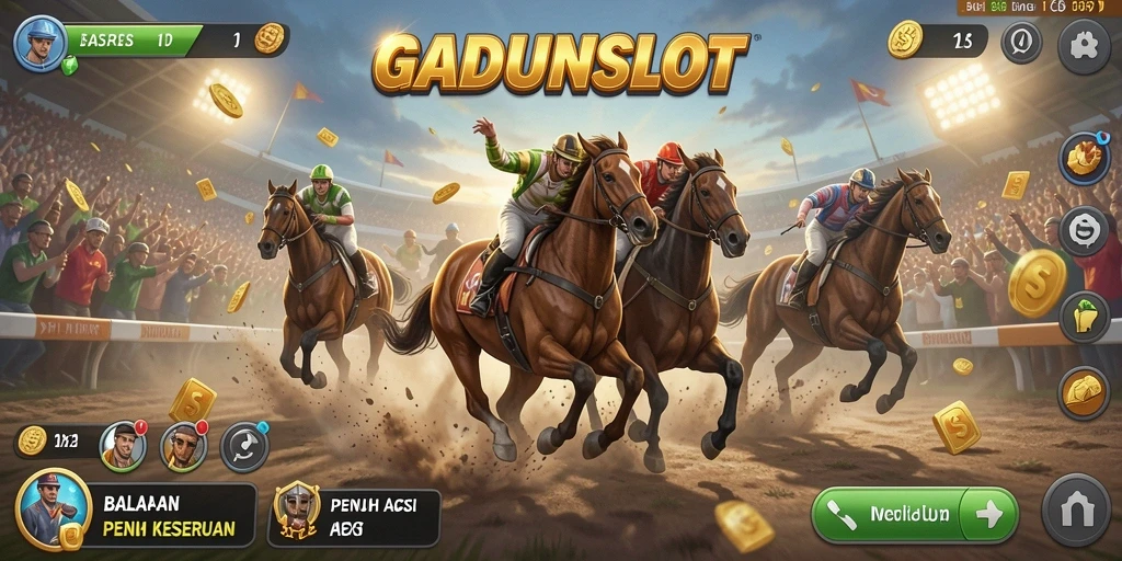 Gameplay Racing menegangkan di GADUNSLOT dengan mobil dan trek yang menarik.