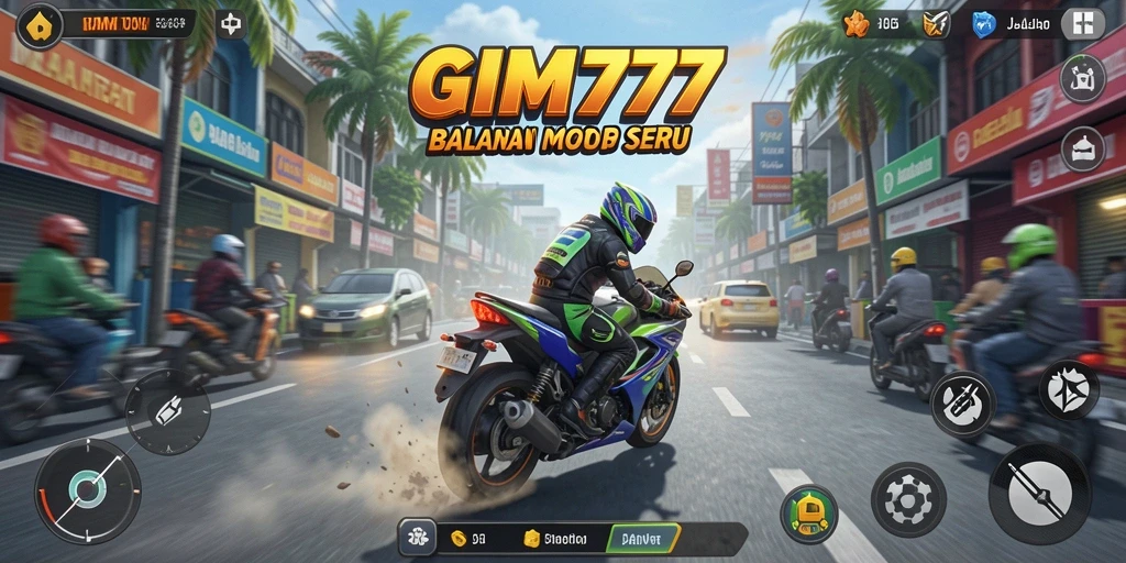 Tampilan gameplay GIM777 dengan balapan motor yang seru.
