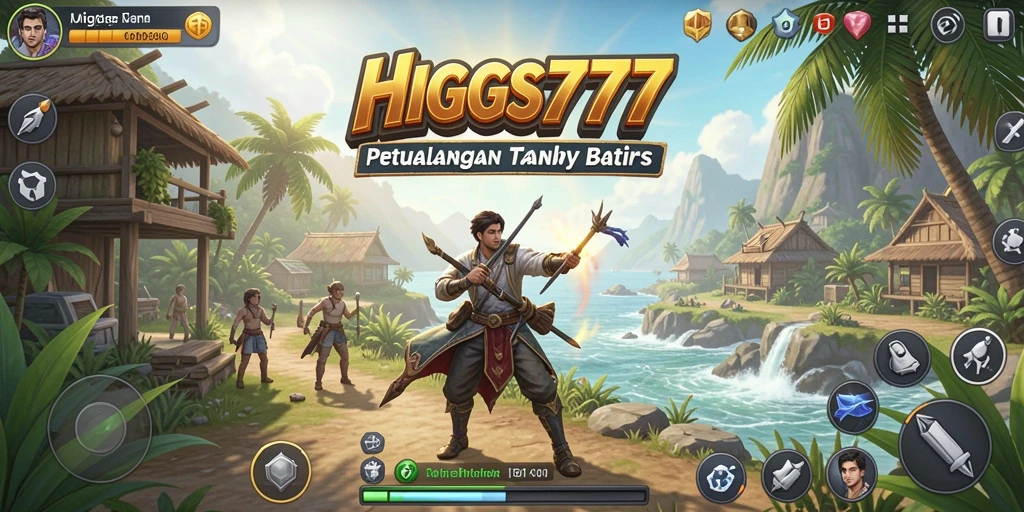 Tampilan gameplay HIGGS777 dengan petualangan di dunia terbuka.