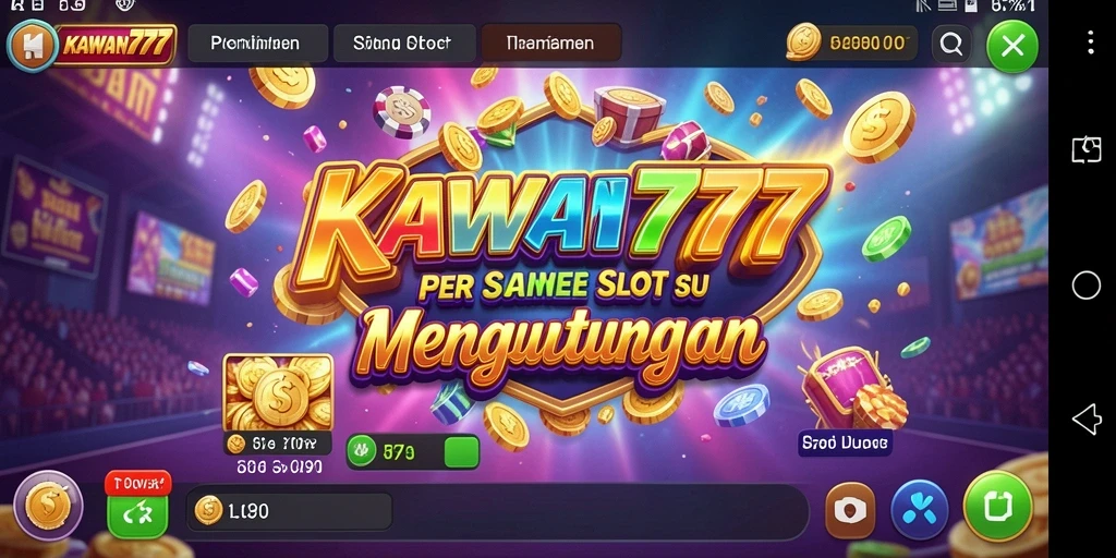 Tangkapan layar gameplay KAWAN777 menampilkan gulungan dan simbol menarik.
