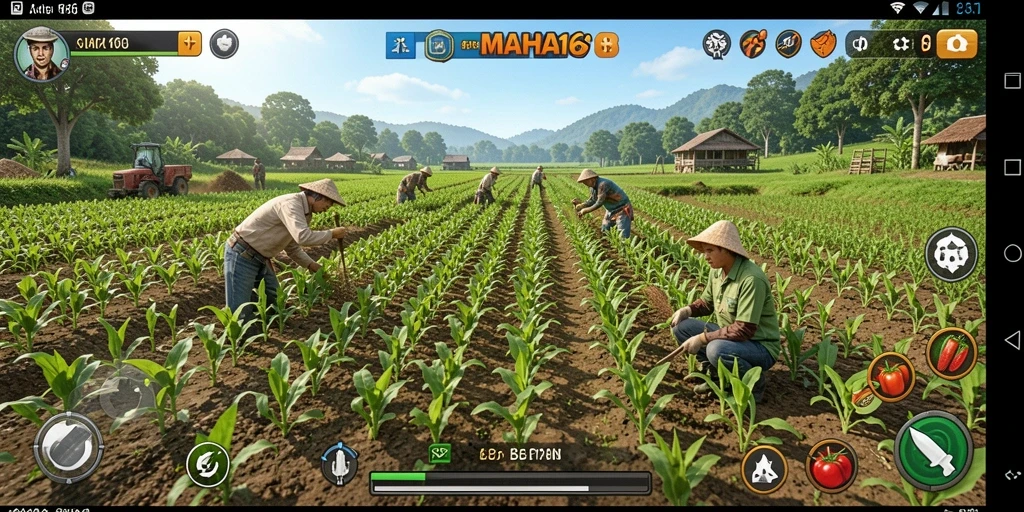 Gameplay seru di MAHA168 dengan aktivitas bertani.