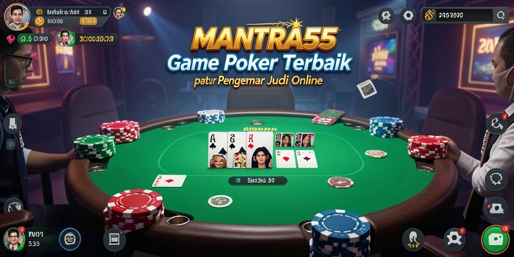 Tampilan gameplay Poker yang mendebarkan di MANTRA55.