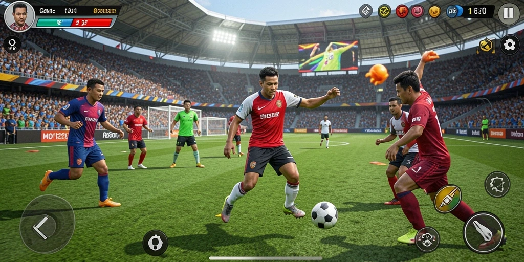 Tampilan gameplay seru dengan aksi olahraga yang mendebarkan.