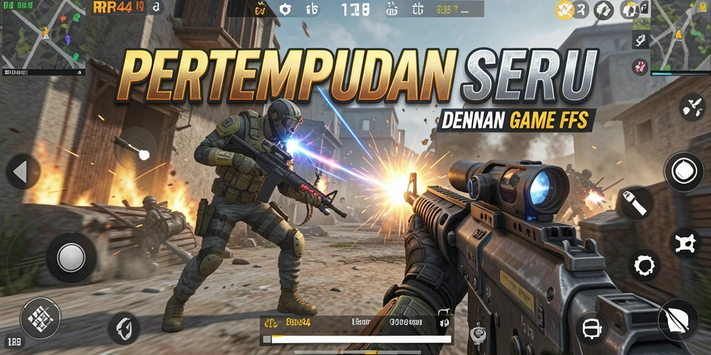 Screenshot RR44 menampilkan aksi menegangkan dalam pertempuran FPS.