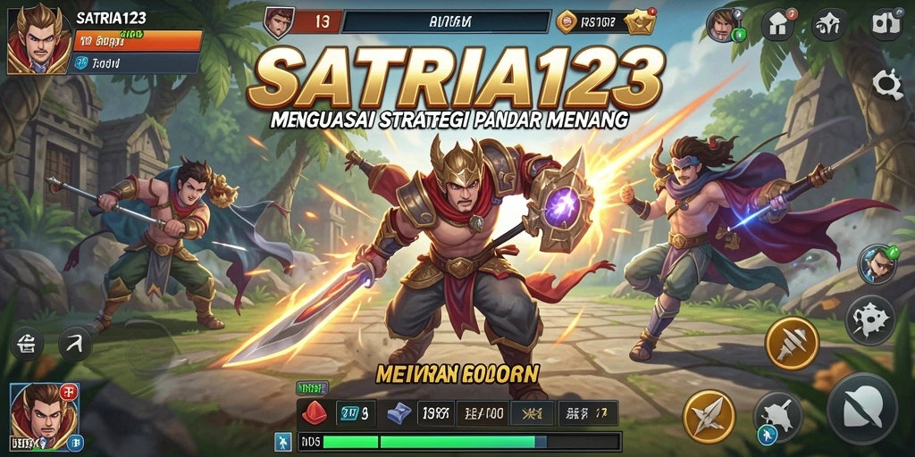 Screenshot SATRIA123 menampilkan aksi pertempuran strategi yang intens.